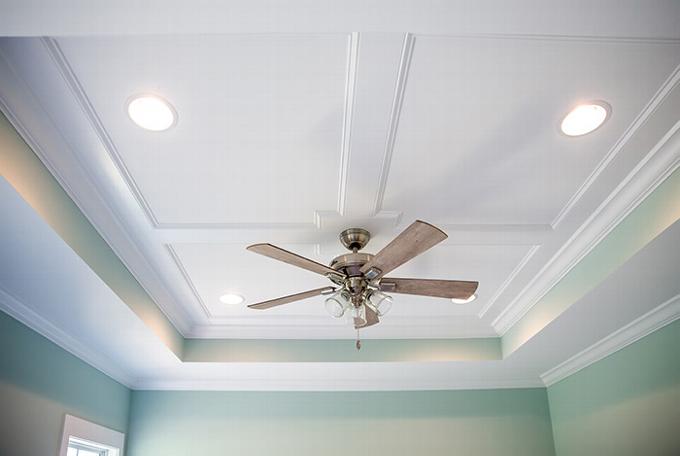 White false ceiling with fan light